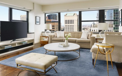 spacious living room with flat screen tv