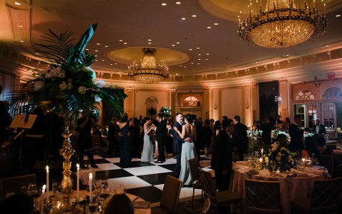couples dancing in beautiful wedding reception venue 
