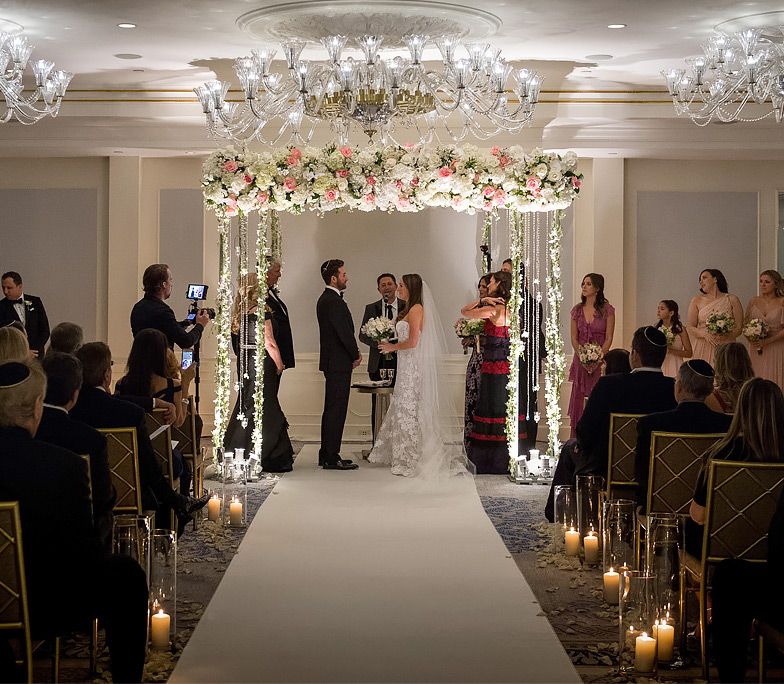 bride and groom at the center in the holmes ballroom 