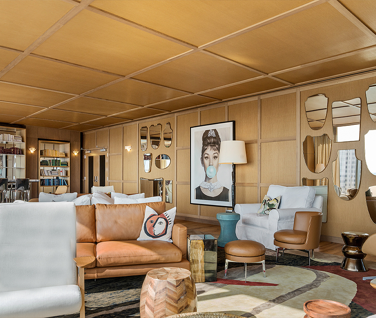 modern venue with brown tones
