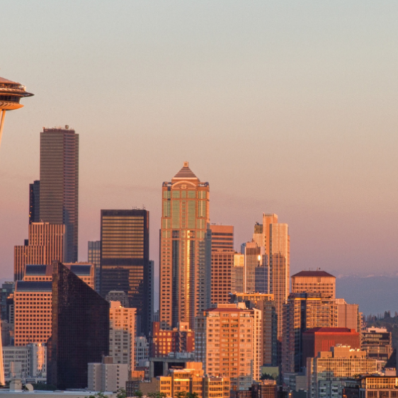 Seattle skyline at sunset