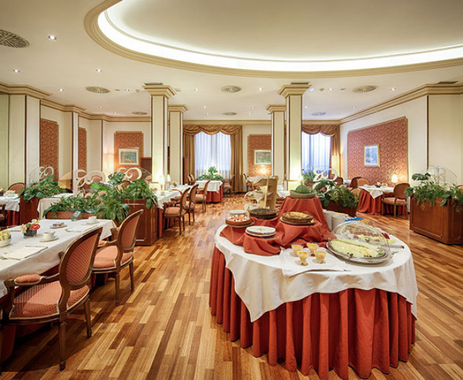 dining tables and buffet-style dessert table