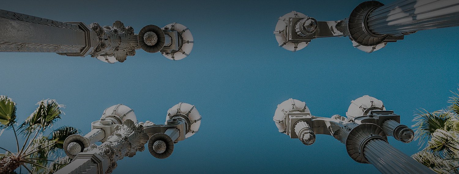 View of lamp posts from below