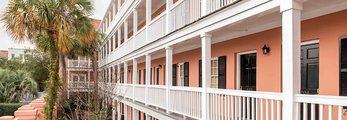 view of the doors leading to the rooms at meeting street inn
