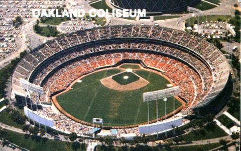 Oakland Coliseum with full crowd for Oakland As game