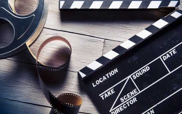 movie reel and clap board