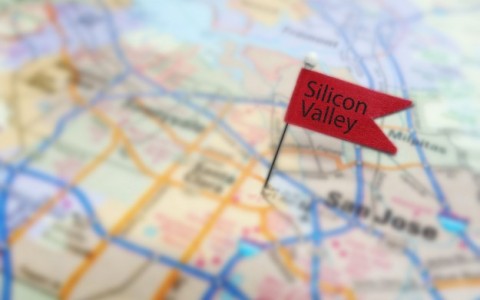 map with small flag labeled silicon valley