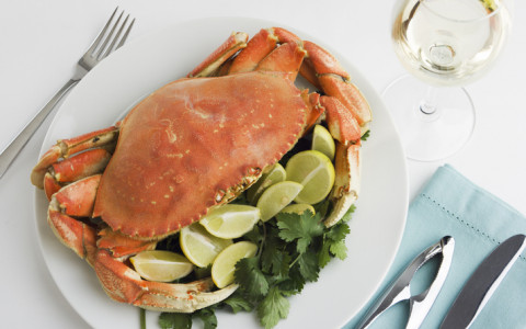 crab and wine