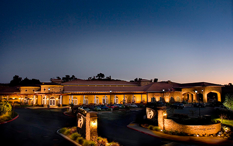 Meritage Resort exterior at night