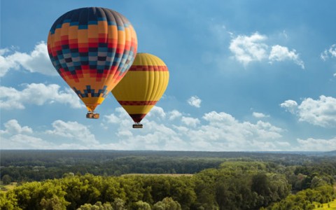 Two hot air balloons in the sky 