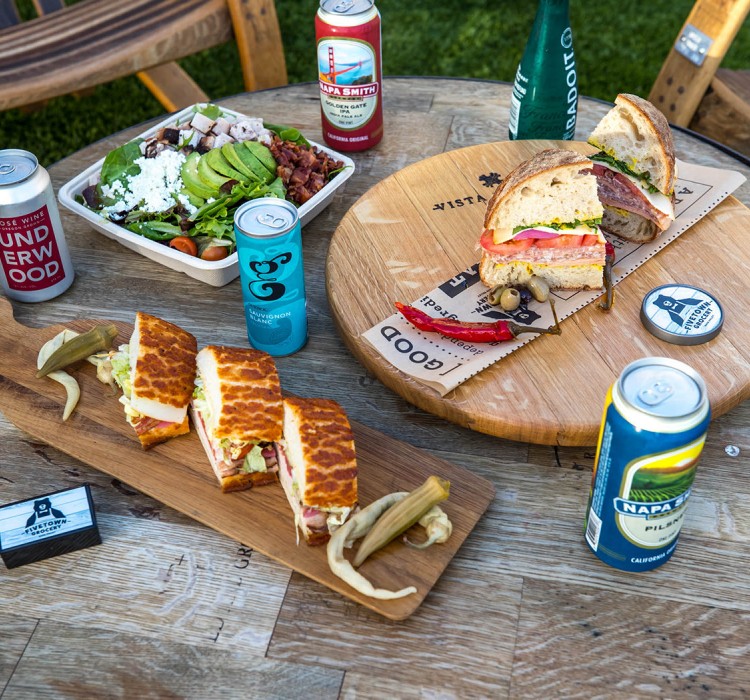Various sandwiches and beers