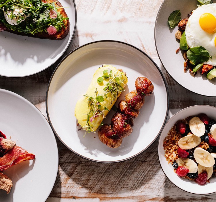 Assorted breakfast foods 