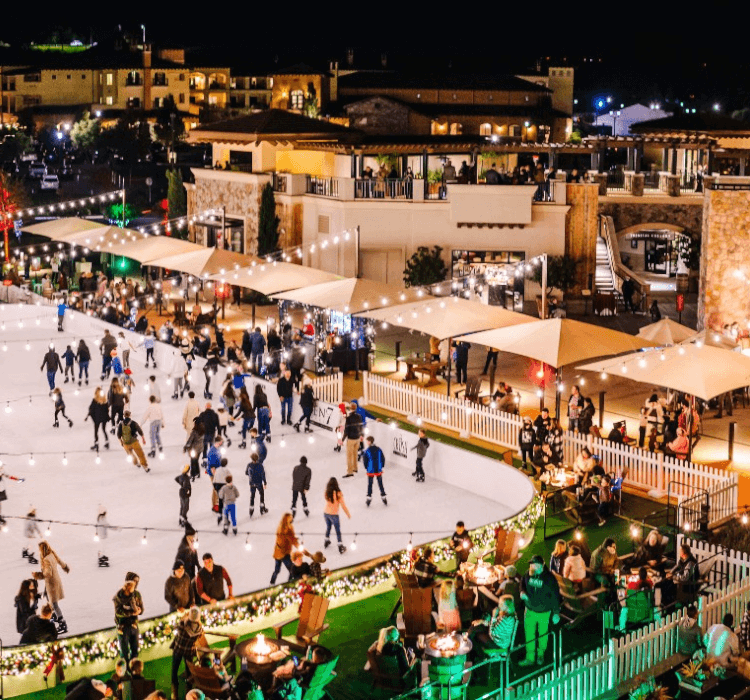 View of people ice skating during Christmas