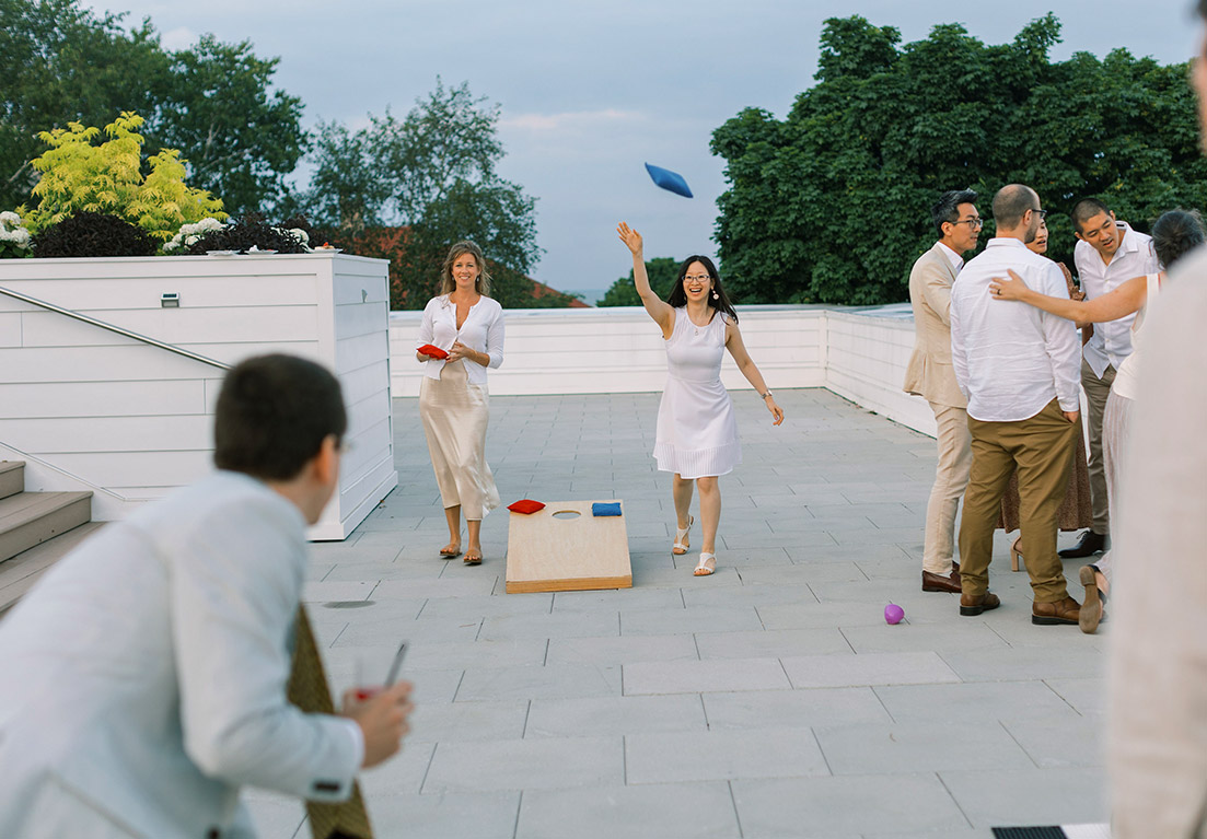 people playing a game in white clothing