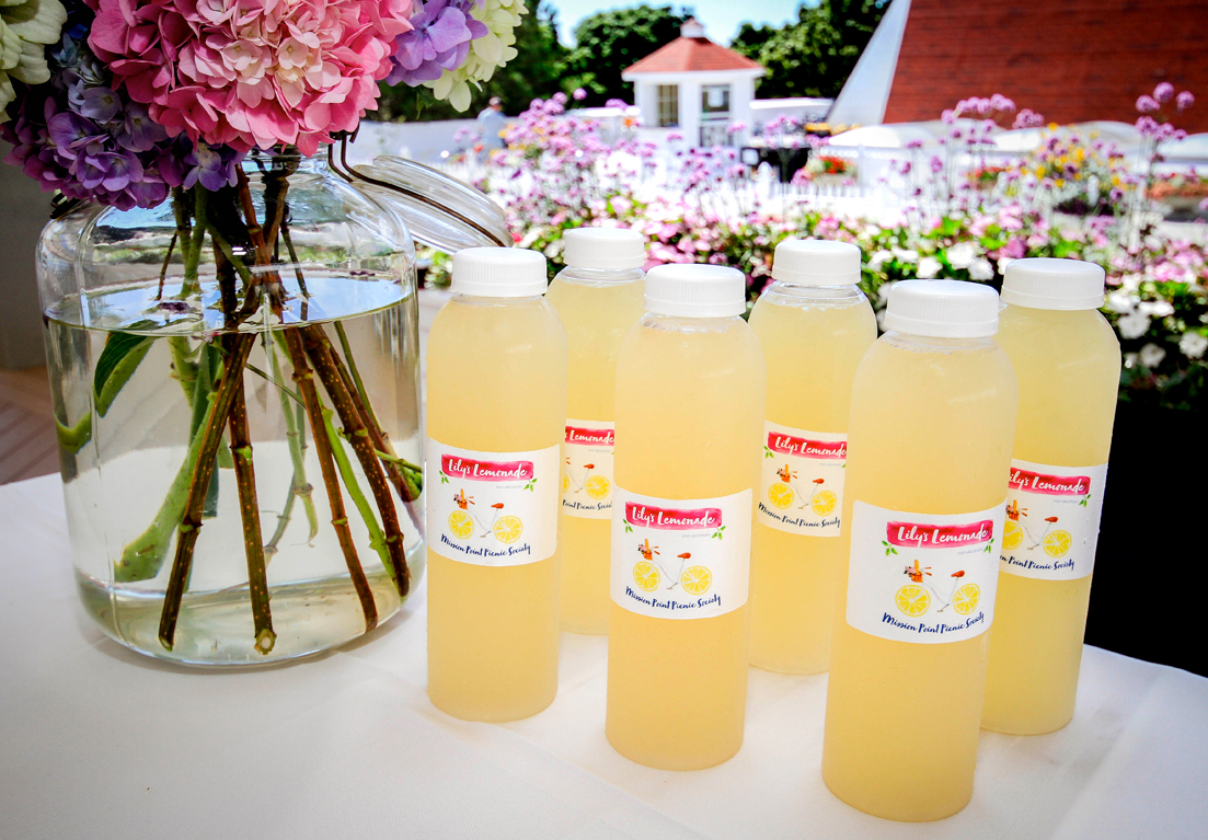 lemonade bottles on a table