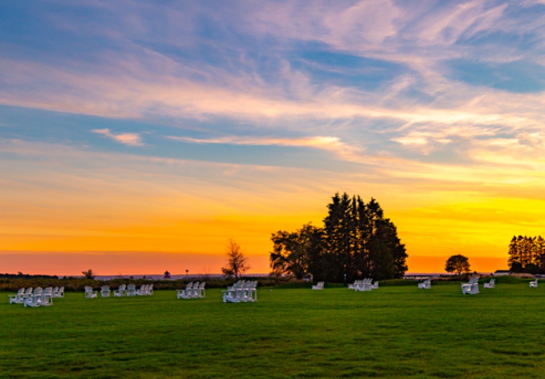 sunset over the lawn