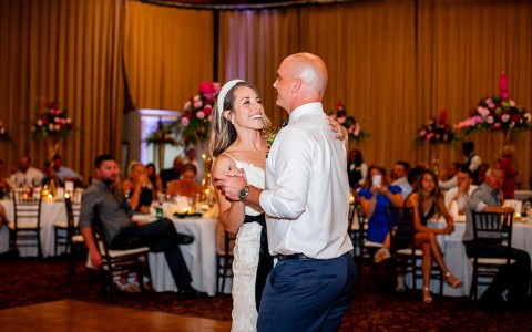 bride and groom dancing