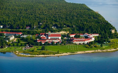 aerial view of property from over the water