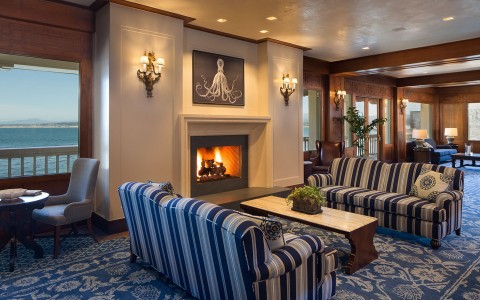 living area with fireplace
