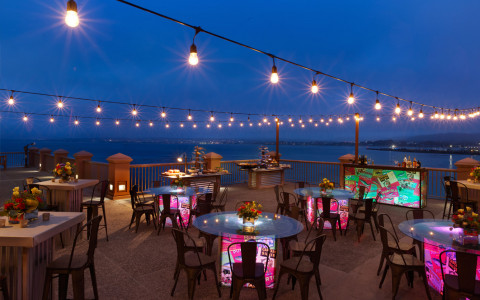 restaurant terrace at night