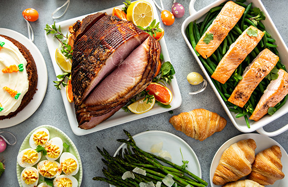 Top view of an easter buffet