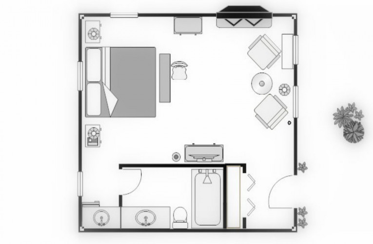 floorplan for king cottage room
