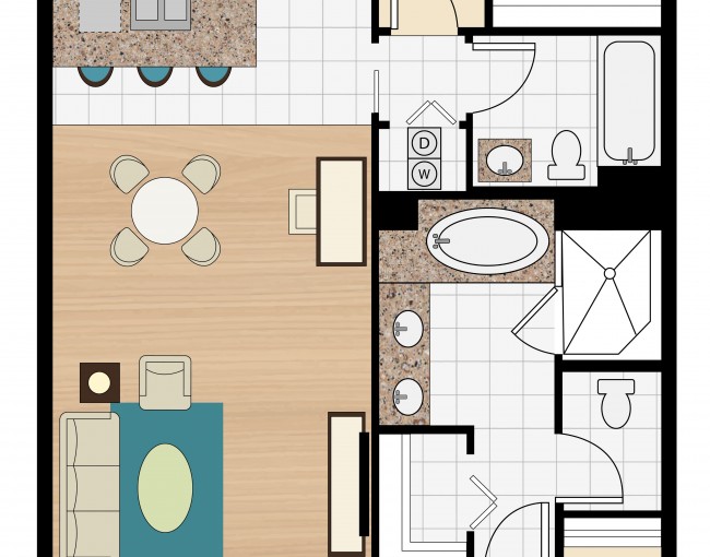 2 bedroom suite layout