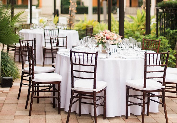 view of outdoor wedding reception setup
