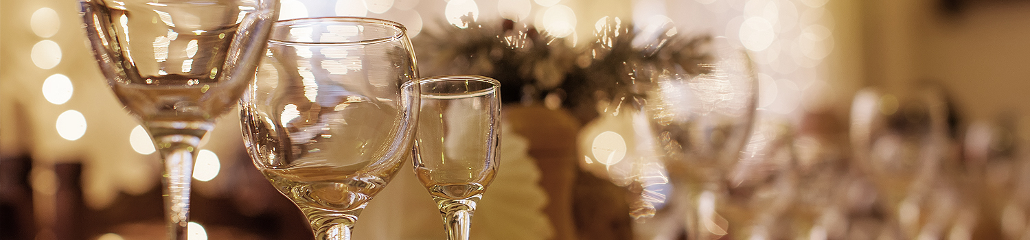 wine glasses and plates