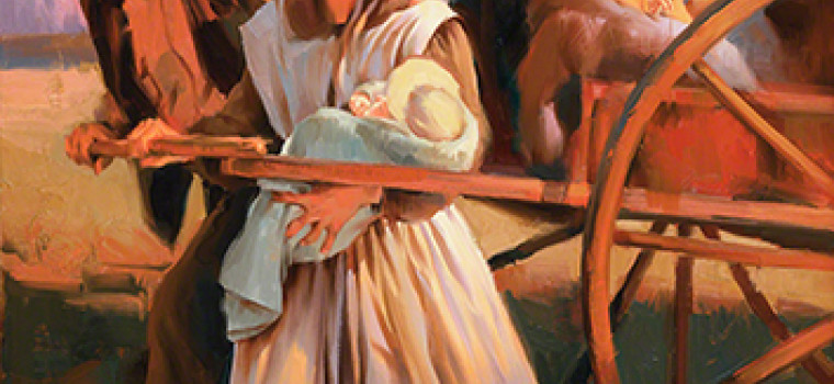 Illustration of Early Mormon Pioneer Family
