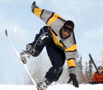Snowboarder in Mid Leap