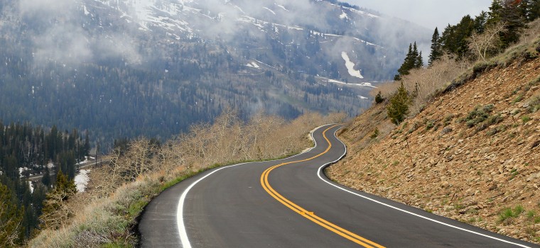 roads along the mountain and fog