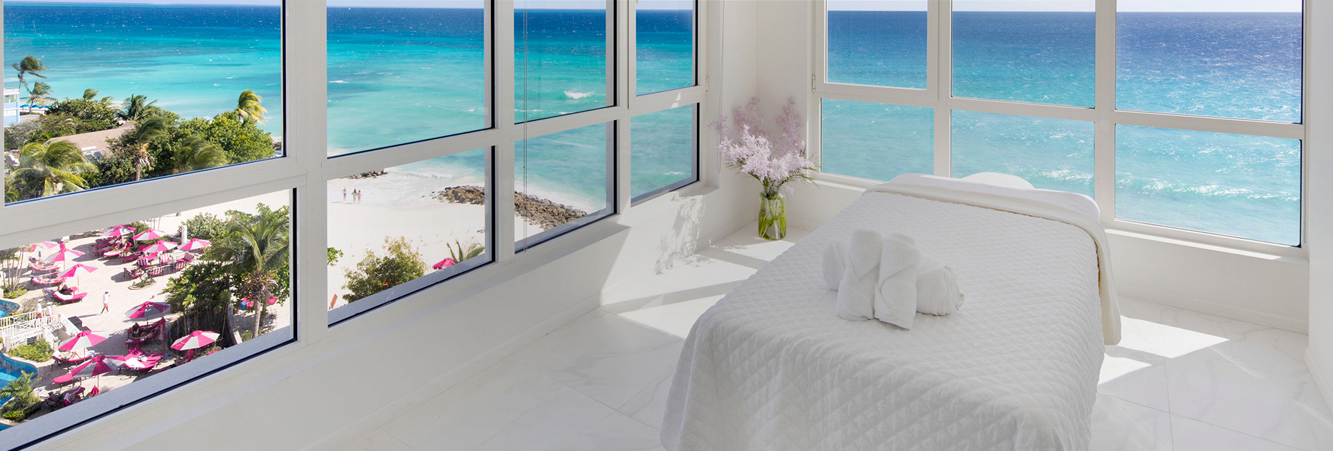 aqua spa room with ocean view