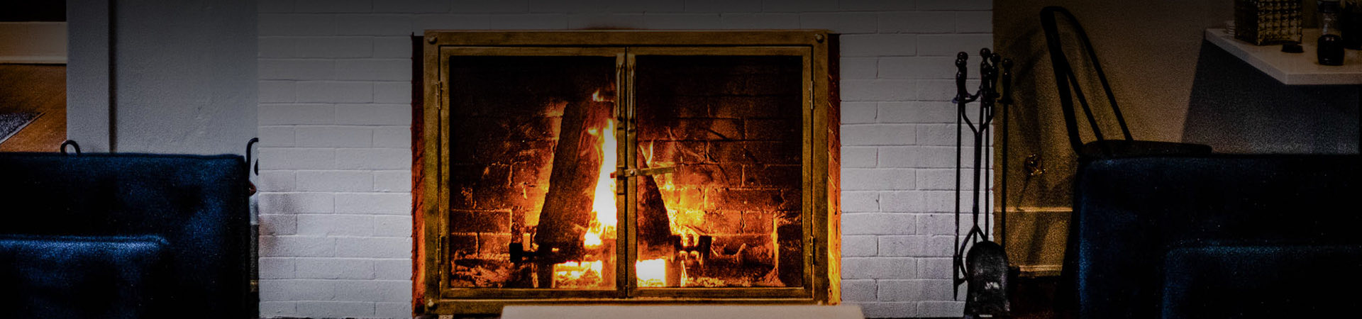 fire place with dark over lay