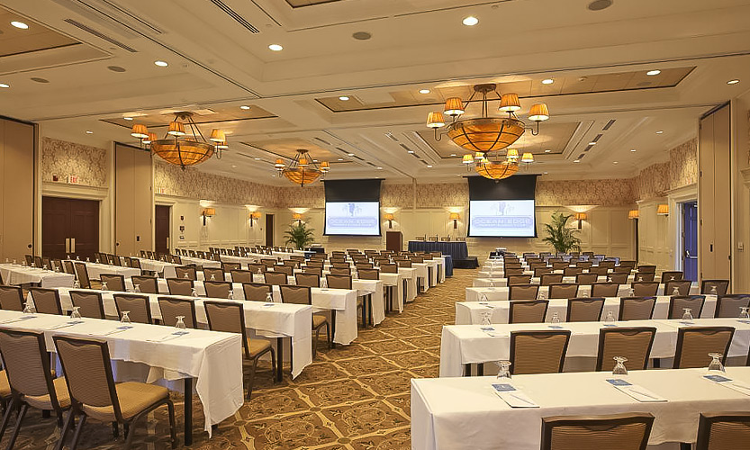 event space prepared for conference