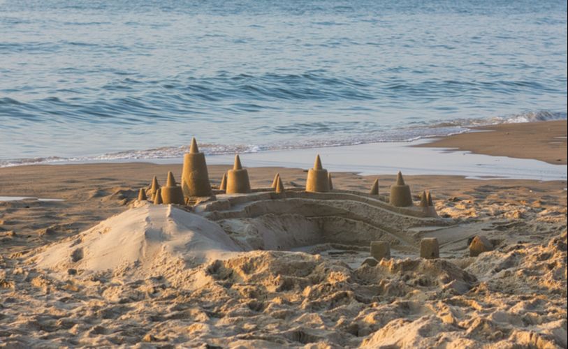 sand castles on beach 
