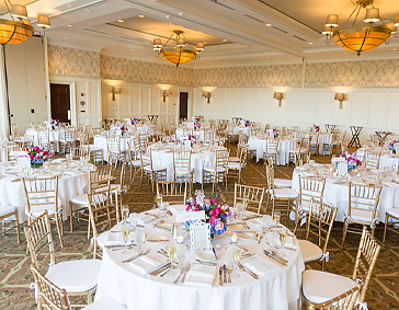 Event space prepared with round table