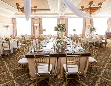 Event space prepared for wedding reception