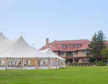 Event tent in front of mansion