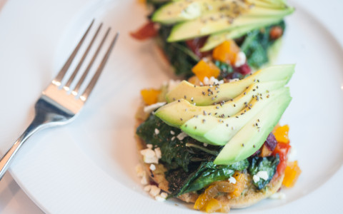 Avocado Melt on plate with fork
