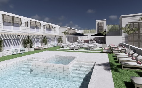rendering of pool with hot tub