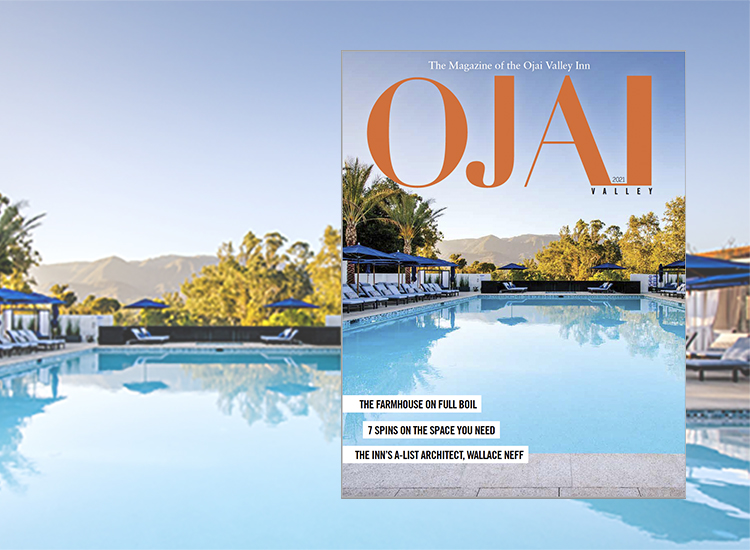 magazine cover with ojai valley pool on the front