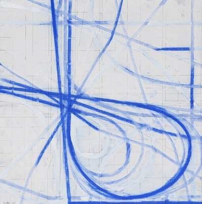 blue lines on canvas