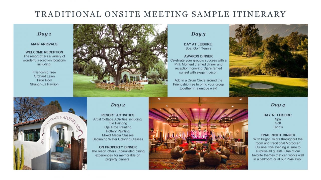 Four day sample meeting itinerary 