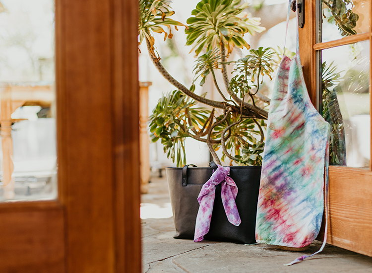 Tie dye garments drying