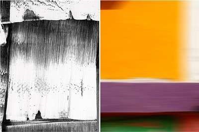 two abstract paintings side by side