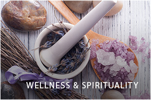 above view of a wooden spoon and a rock for spirituality