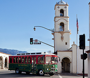 church and old traditional bus