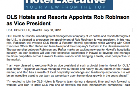 Hotel Executive article about OLS vice president
