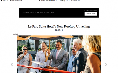 Modern Luxury article of Le Parc's new rooftop unveiling